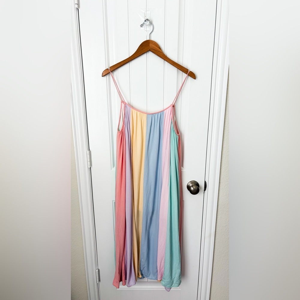 Storia Pastel Colorful Stripe Midi Dress Size Medium - Picture 2 of 2